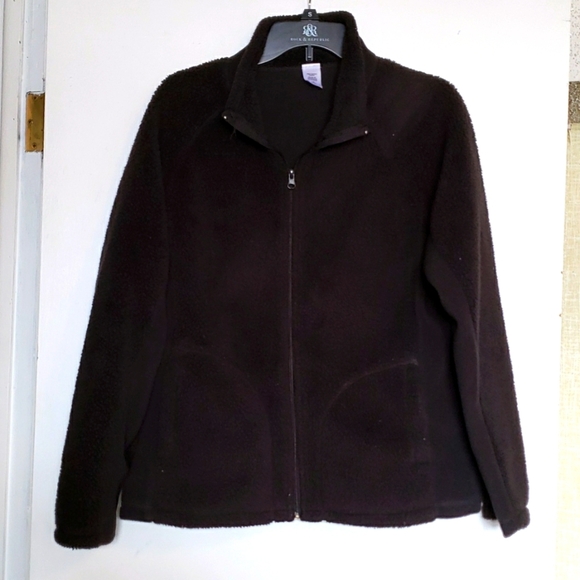 Black Fuzzy Zipper Up Jacket - Picture 1 of 2